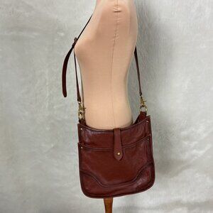 Frye Madison North South Cognac Leather Saddle Satchel Shoulder Crossbody Bag